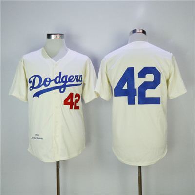 Dodgers #42 Jackie Robinson Cream Cooperstown Collection Throwback Stitched MLB Jersey