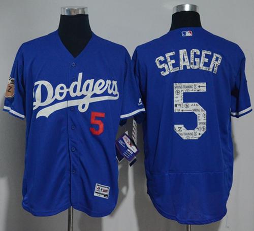 Dodgers #5 Corey Seager Blue 2017 Spring Training Authentic Flex Base Stitched MLB Jersey