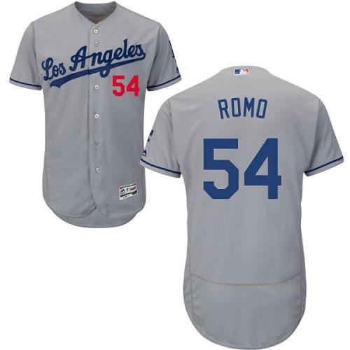 Dodgers #54 Sergio Romo Grey Flexbase Authentic Collection Stitched MLB Jersey