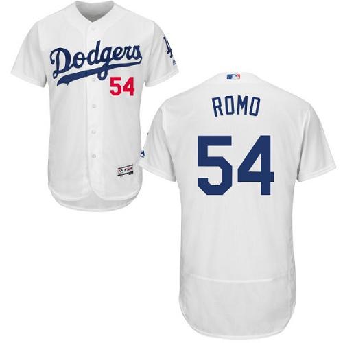 Dodgers #54 Sergio Romo White Flexbase Authentic Collection Stitched MLB Jersey