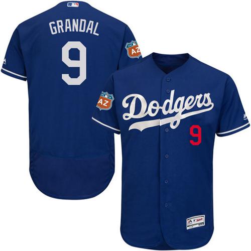 Dodgers #9 Yasmani Grandal Blue Flexbase Authentic Collection Stitched MLB Jersey