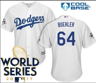Dodgers  64 Beuhler White Cool Base Jersey