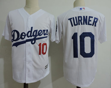 Dodgers 10 Justin Turner White Cool Base Jersey