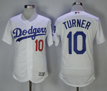 Dodgers 10 Justin Turner White Flexbase Jersey