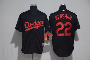 Dodgers 22 Clayton Kershaw Black Cool Base Jersey
