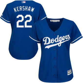 Dodgers 22 Clayton Kershaw Blue Women Alternate Stitched MLB Jersey