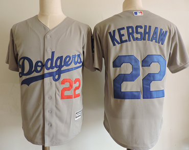 Dodgers 22 Clayton Kershaw Gray Cool Base Jersey