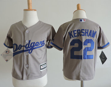 Dodgers 22 Clayton Kershaw Gray Toddler Cool Base Jersey