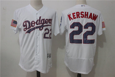 Dodgers 22 Clayton Kershaw White 2017 Stars & Stripes Flexbase Player Jersey