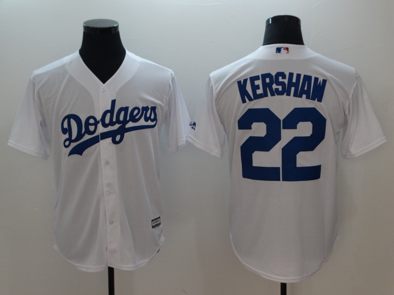Dodgers 22 Clayton Kershaw White Cool Base Jersey