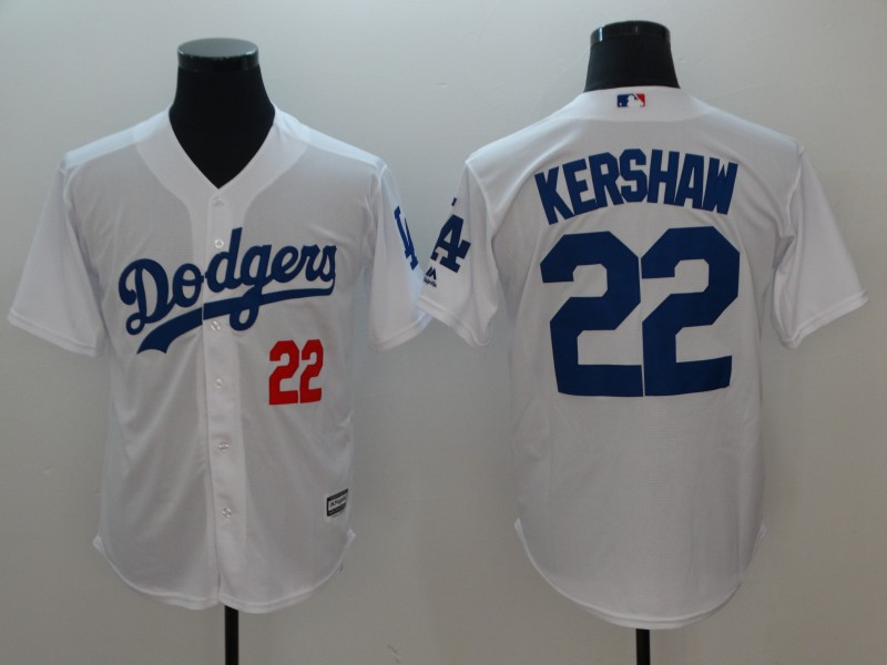 Dodgers 22 Clayton Kershaw White Cool Base Jersey
