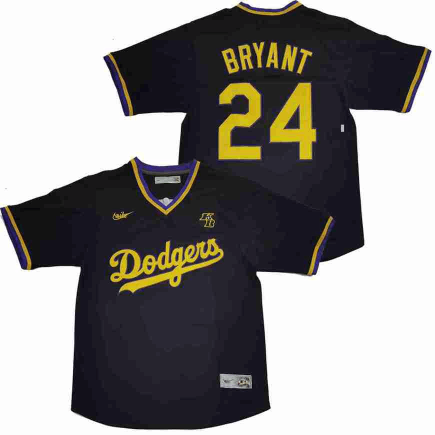 Dodgers 24 Kobe Bryant Black Nike Throwback Cool Base Jersey