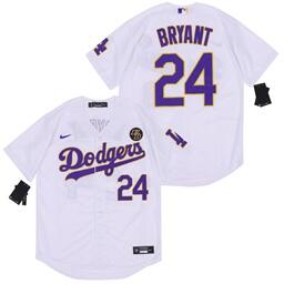 Dodgers 24 Kobe Bryant white Nike  Cool Base Jersey