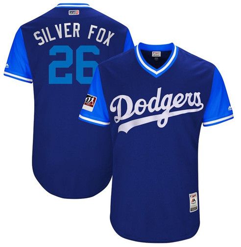 Dodgers 26 Chase Utley Silver Fox Royal 2018 Players' Weekend Authentic Team Jersey