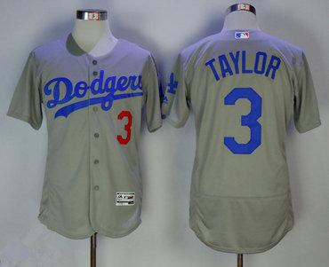 Dodgers 3 Chris Taylor Gray Flexbase Jersey