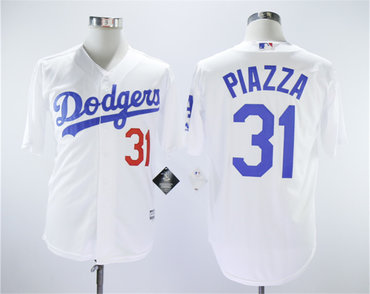 Dodgers 31 Mike Piazza White Cool Base Jersey