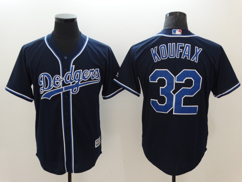 Dodgers 32 Sandy Koufax Navy Cool Base Jersey