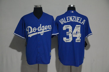 Dodgers 34 Fernando Valenzuela Blue Cool Base Jersey