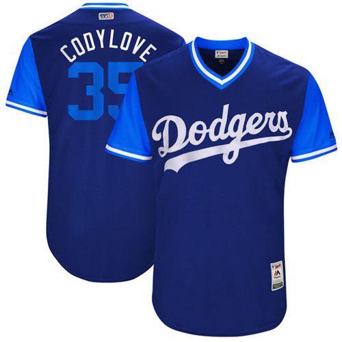 Dodgers 35 Cody Bellinger Codylove Majestic Navy 2017 Players Weekend Jersey