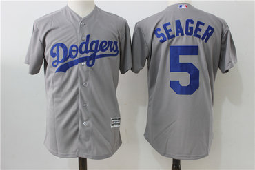 Dodgers 5 Corey Seager Gray Cool Base Jersey