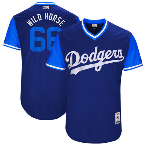Dodgers 66 Yasiel Puig Wild Horse Majestic Royal 2017 Players Weekend Jersey