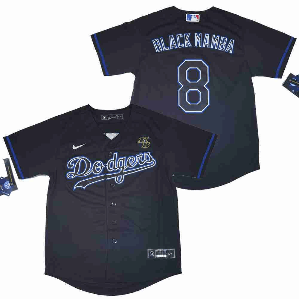 Dodgers 8 Kobe Bryant Black Mamba Nike  Cool Base Jersey