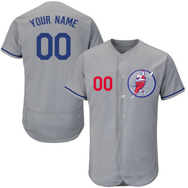 Dodgers Gray Men's Customized Flexbase New Design Jersey