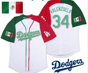 Dodgers Mexican #34 Fernando Valenzuela Baseball Jersey