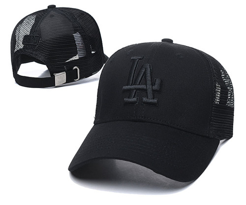 Dodgers Team Logo All Black Peaked Adjustable Hat TX