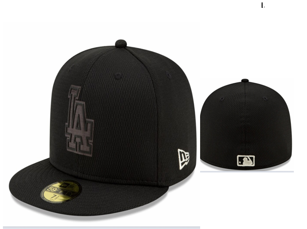 Dodgers Team Logo Black Fitted Hat LX