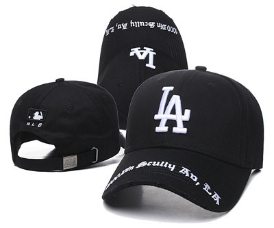 Dodgers Team Logo Black Peaked Adjustable Hat TX