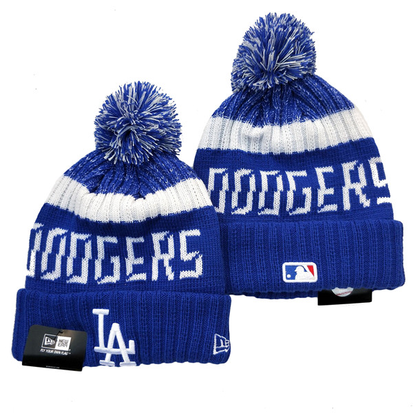 Dodgers Team Logo Blue Pom Knit Hat YD Dodgers Team Logo Blue Pom Knit Hat YD