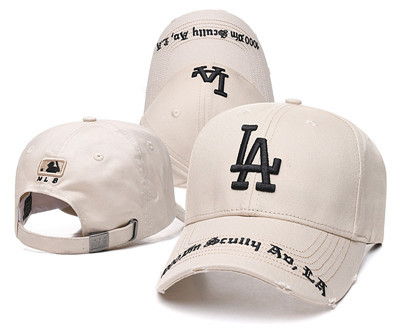 Dodgers Team Logo Cream Peaked Adjustable Hat TX