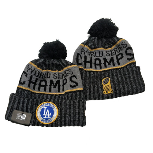 Dodgers Team Logo Gray 2020 World Series Champions Cuffed Pom Knit Hat YD Dodgers Team Logo Gray 2020 World Series Champions Cuffed Pom Knit Hat YD