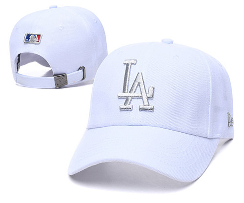 Dodgers Team Logo White Peaked Adjustable Hat TX