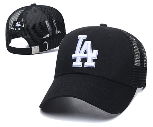 Dodgers Team White Logo Black Peaked Adjustable Hat TX