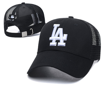 Dodgers Team White Logo Black Peaked Adjustable Hat TX