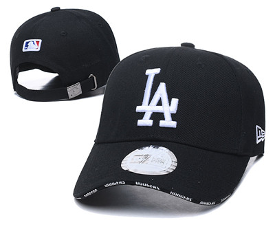 Dodgers Team White Logo Black Peaked Adjustable Hat TX