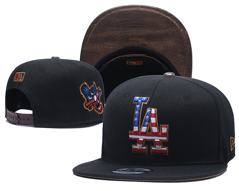Dodgers USA Flag Black Adjustable Hat YD