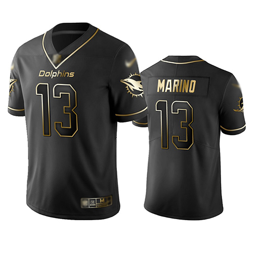 Dolphins #13 Dan Marino Black Men's Stitched Football Limited Golden Edition Jersey Dolphins #13 Dan Marino Black Men's Stitched Football Limited Golden Edition Jersey