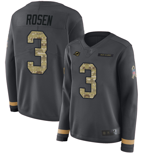 Dolphins #3 Josh Rosen Anthracite Salute to Service Women's Stitched Football Limited Therma Long Sleeve Jersey Dolphins #3 Josh Rosen Anthracite Salute to Service Women's Stitched Football Limited Therma Long Sleeve Jersey