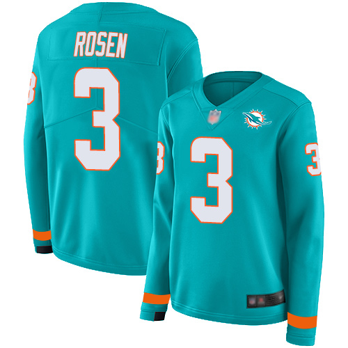 Dolphins #3 Josh Rosen Aqua Green Team Color Women's Stitched Football Limited Therma Long Sleeve Jersey Dolphins #3 Josh Rosen Aqua Green Team Color Women's Stitched Football Limited Therma Long Sleeve Jersey