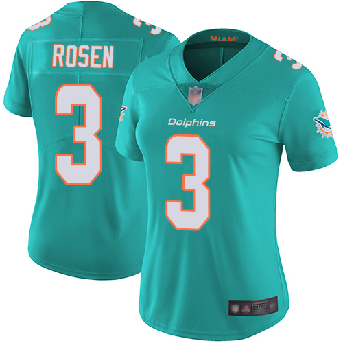 Dolphins #3 Josh Rosen Aqua Green Team Color Women's Stitched Football Vapor Untouchable Limited Jersey Dolphins #3 Josh Rosen Aqua Green Team Color Women's Stitched Football Vapor Untouchable Limited Jersey