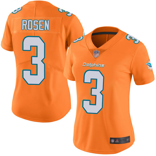 Dolphins #3 Josh Rosen Orange Women's Stitched Football Limited Rush Jersey Dolphins #3 Josh Rosen Orange Women's Stitched Football Limited Rush Jersey