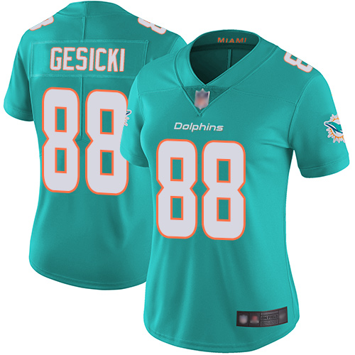 Dolphins #88 Mike Gesicki Aqua Green Team Color Women's Stitched Football Vapor Untouchable Limited Jersey Dolphins #88 Mike Gesicki Aqua Green Team Color Women's Stitched Football Vapor Untouchable Limited Jersey