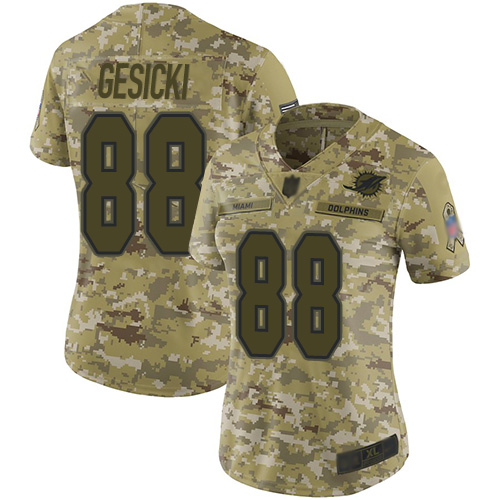 Dolphins #88 Mike Gesicki Camo Women's Stitched Football Limited 2018 Salute to Service Jersey Dolphins #88 Mike Gesicki Camo Women's Stitched Football Limited 2018 Salute to Service Jersey