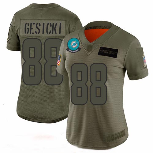 Dolphins #88 Mike Gesicki Camo Women's Stitched Football Limited 2019 Salute to Service Jersey Dolphins #88 Mike Gesicki Camo Women's Stitched Football Limited 2019 Salute to Service Jersey
