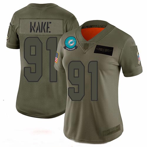 Dolphins #91 Cameron Wake Camo Women's Stitched Football Limited 2019 Salute to Service Jersey Dolphins #91 Cameron Wake Camo Women's Stitched Football Limited 2019 Salute to Service Jersey