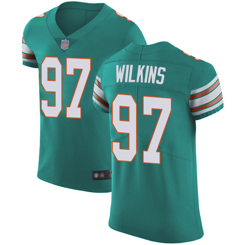 Dolphins #97 Christian Wilkins Aqua Green Alternate Men's Stitched Football Vapor Untouchable Elite Jersey Dolphins #97 Christian Wilkins Aqua Green Alternate Men's Stitched Football Vapor Untouchable Elite Jersey