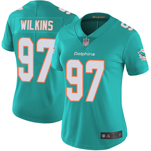 Dolphins #97 Christian Wilkins Aqua Green Team Color Women's Stitched Football Vapor Untouchable Limited Jersey Dolphins #97 Christian Wilkins Aqua Green Team Color Women's Stitched Football Vapor Untouchable Limited Jersey